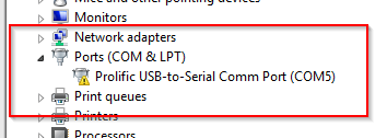 pilote prolific usb-to-serial comm port