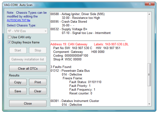 VCDS VAG-COM diagnostics in WV12 - VW Audi Seat Skoda